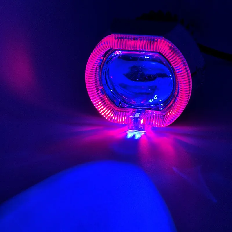 

2,5-дюймовый двухсветодиодный проектор, мотоциклетная фара с демоническим глазом для универсального мотоцикла, грязевого велосипеда, 12 В, белые, синие, красные рабочие фары