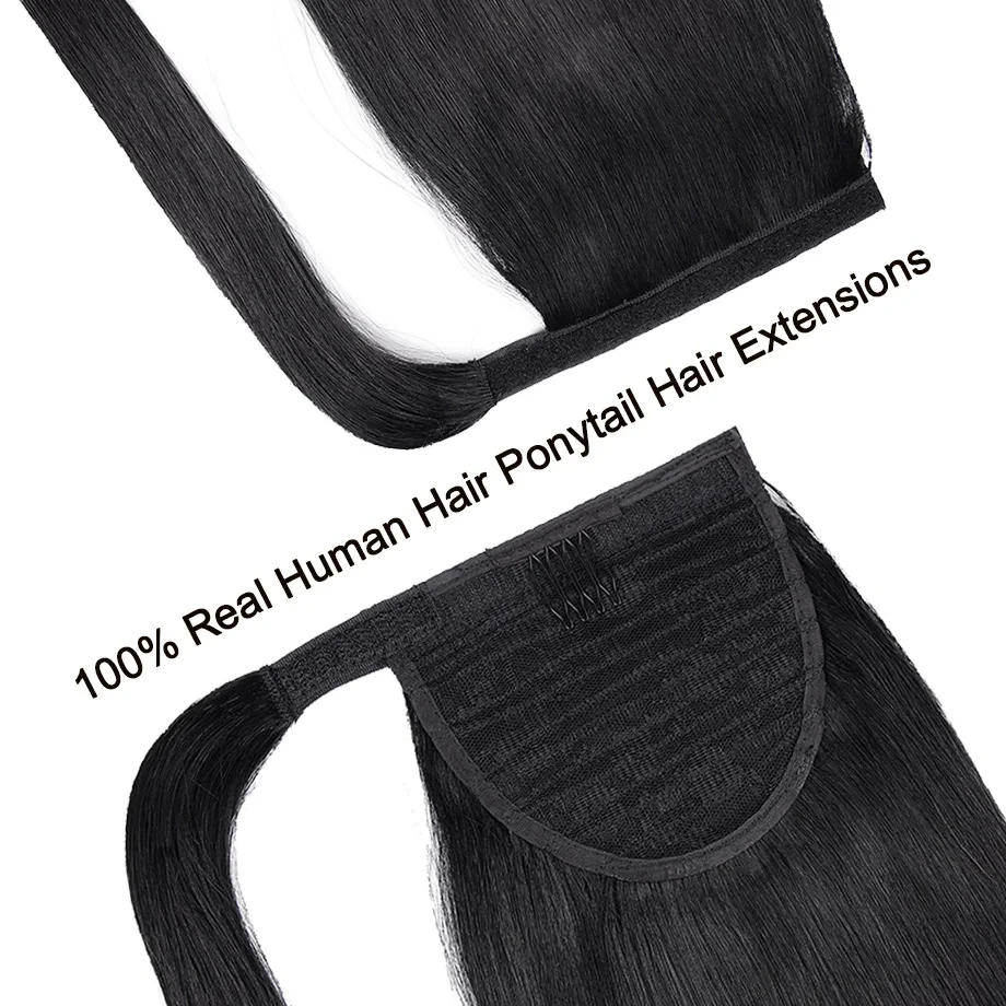 Straight Ponytail Extension Natural Ponytail 100% Human Hair Extension Natural Black Clip in Ponytails Hair Piece For Women