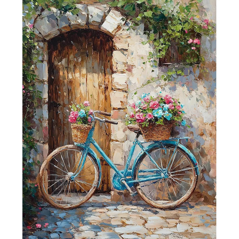 

SDOYUNO 5D DIY Diamond Painting Front Bicycle Full Square Diamond Embroidery Art Kits Mosaic Landscape Handicrafts Gift