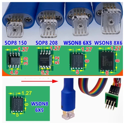Cable quemador de chip para Sop8 wson, 4 piezas, descarga de chip, SONDA DE ESCRITURA quemada, aguja de resorte, flash eeprom, Sop8 wson
