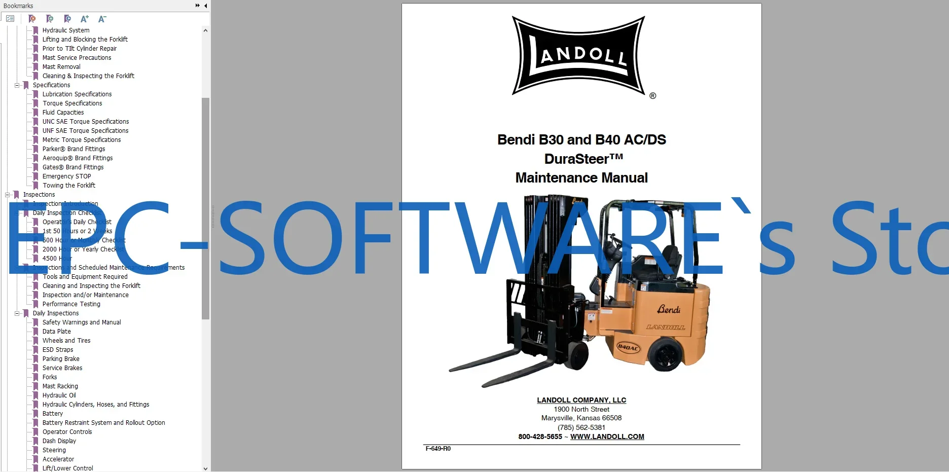 EPC-SOFTWARE Landoll Bendi Drexel Forklift Trucks 12.8GB Operator Maintenance Parts Manuals & Schematic PDF