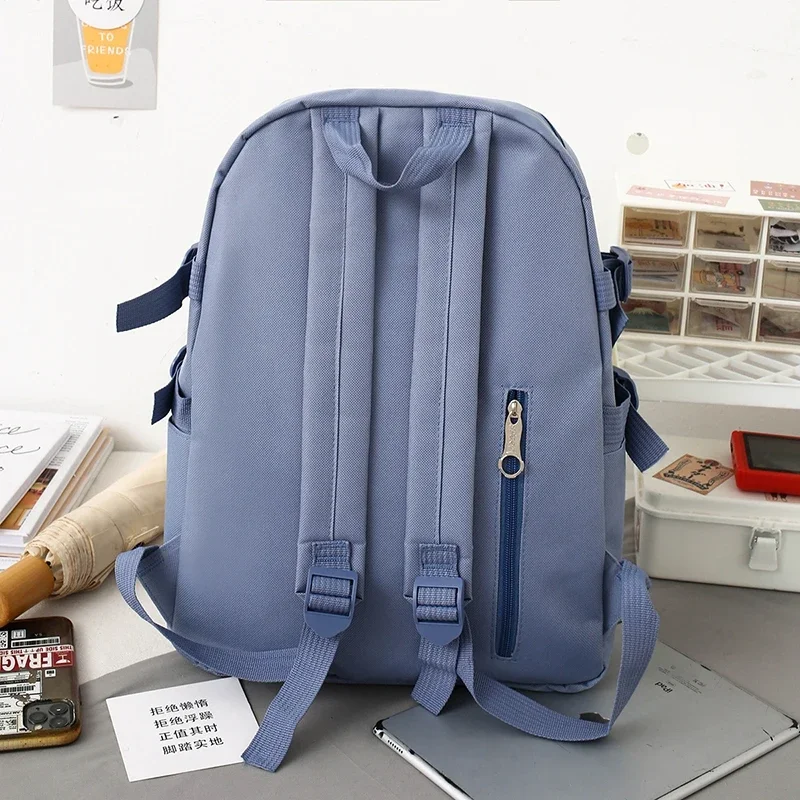 5-częściowy płócienny tornister Kawaii dla nastoletnich dziewcząt College Cute Backpack Purse Large Capacity Satchel Student Shopper Rucksack 2024