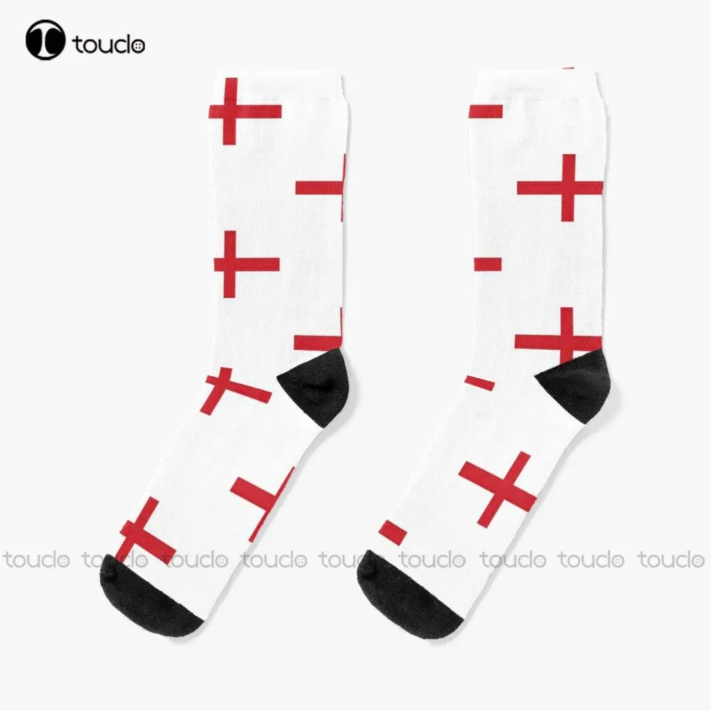 England Country - English Flag - St. George'S Cross Socks Mens Soccer Socks 360° Digital Print Custom Gift Streetwear Cartoon