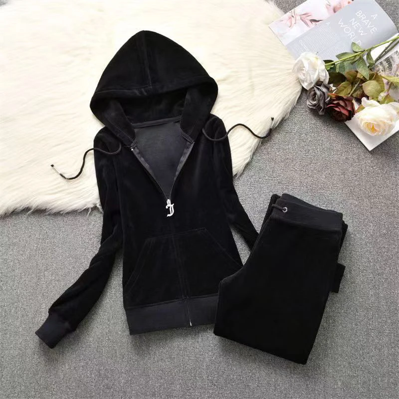 Y2K Velvet Tracksuit For Women 2024 Brand Hoodies Jacket  Pants Sets 2 Piece Set Women Outfit