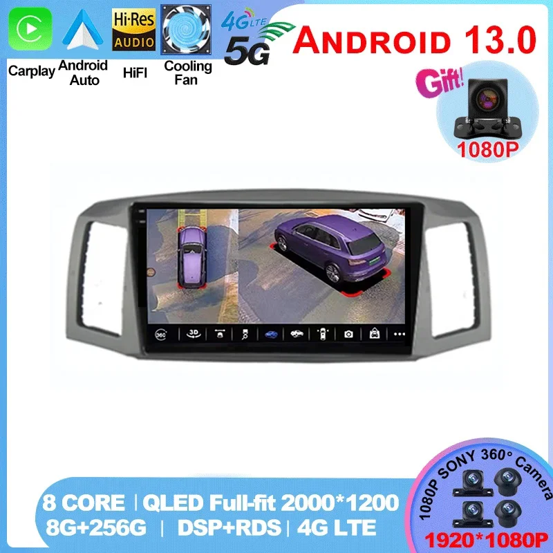 

For Jeep Grandcherokee 2004 2005 2006 2007 Android 13 Multimedia Car Monitor GPS Player Screen Radio Navigation No DVD Dash Cam