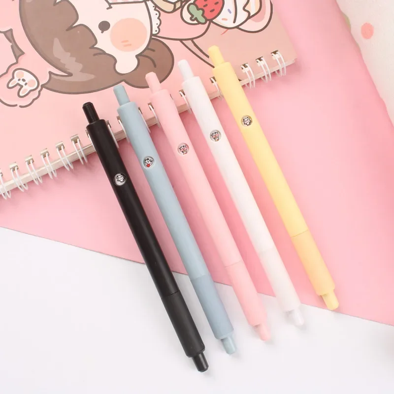 

36PCS Cute window cartoon student simple push colorful Niuniu neutral beautiful carbon wholesale pen
