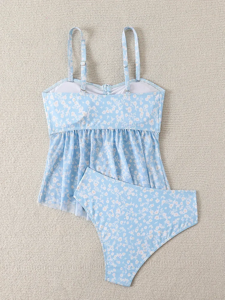 

UETEEY 2025 New Summer Swimwea Bikini Set Sexy Floral Spaghetti Strap Bikini 2 Piece Set for Women Split Swimsuit Beach Bikini