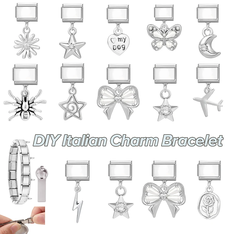 نجمة الكرز ذيل السمكة القمر القط باو قنديل البحر قلادة الإيطالية سحر ربط الفولاذ المقاوم للصدأ صالح 9 مللي متر سوار المرأة DIY بها بنفسك صنع المجوهرات