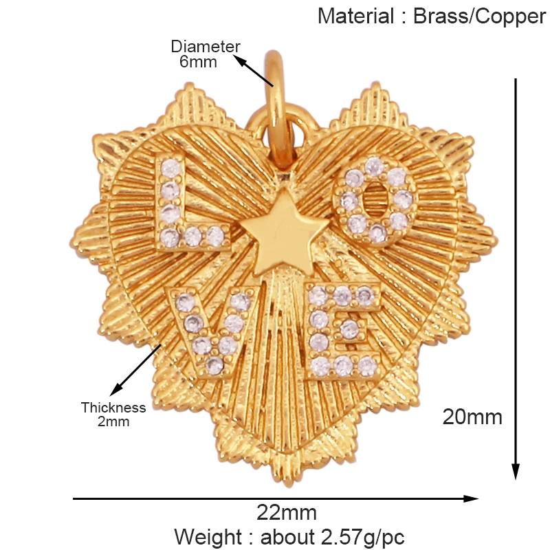 Mode Bunte Zirkon Brenn Liebe Herz Stern Charm Anhänger, 18K Gold Überzogene Halskette Armband DIY Handgemachten Schmuck Liefert K81 – Detail 15