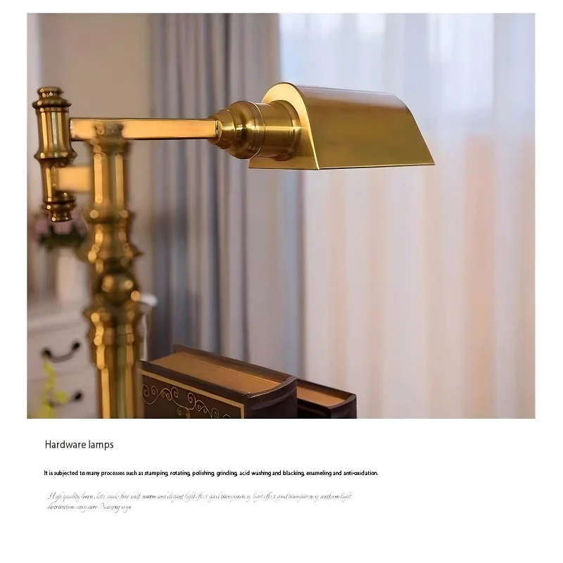 European Style Retro Style Copper Desk Lamp, for Study Room, Work Lamp, Long  Arm Eye - Protection, Bedroom  Bedside Table Lamp