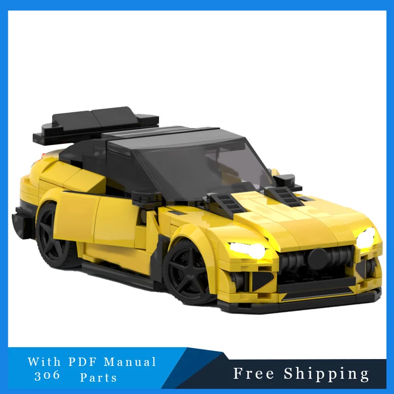 

306 PCS Yellow Cool Luxury Race Car Building Blocks Model City Creative Speed Vehicle Supercar Brick Puzzle Toys For Adults Gift