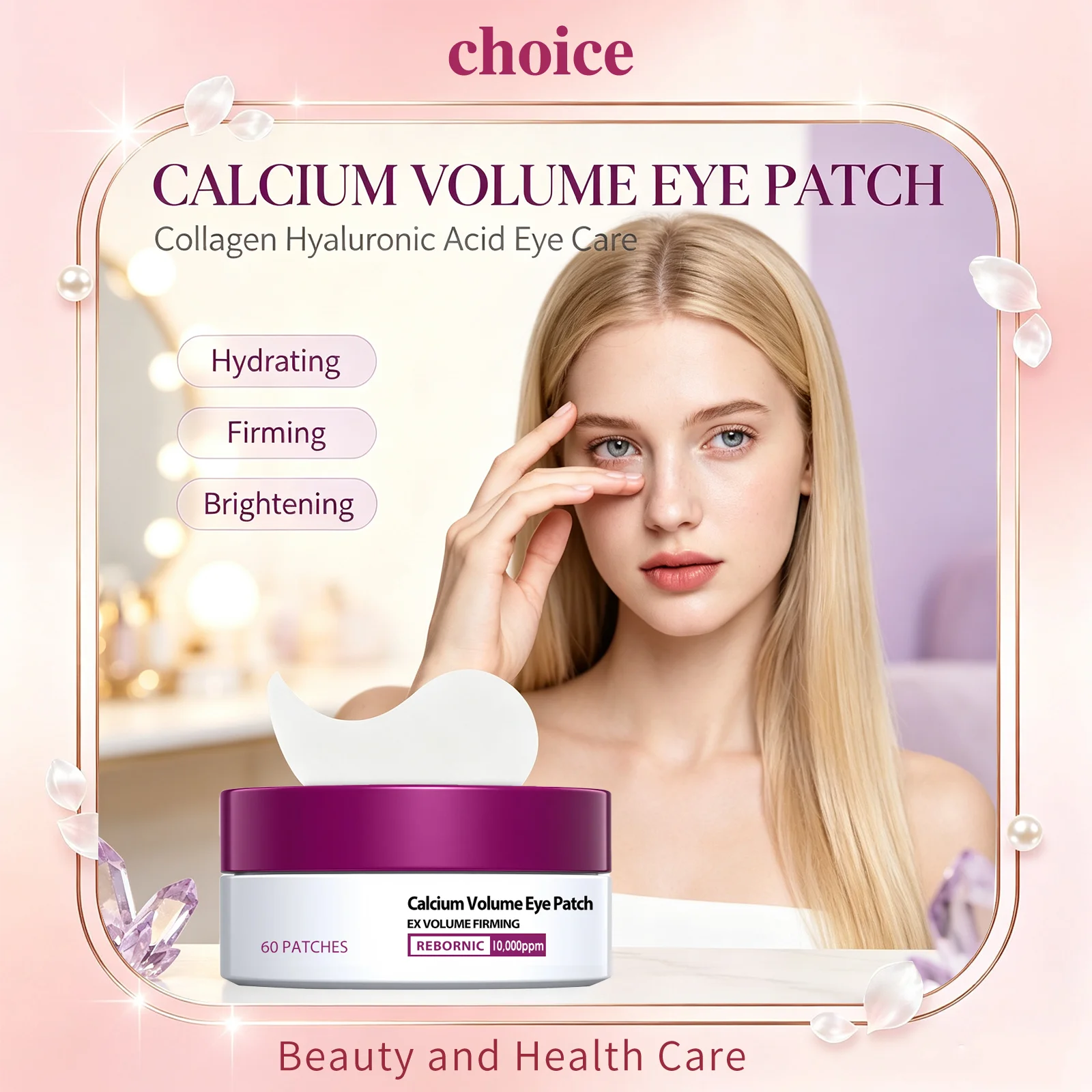 Calcium Volume Eye Patch Collagen Hyaluronic Acid Anti‑Puffiness Remove Dark Circle Hydrating Smoothing Eye Area Skin Care Masks
