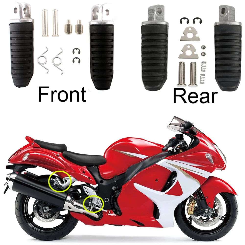 Front Rear Footrests Foot Pegs for Suzuki Hayabusa GSX1300R 2008 2009 2010 2011 2012 Black