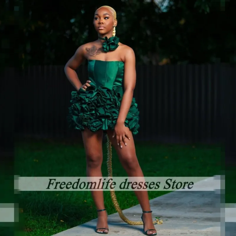 

Изумрудно-зеленые вечерние платья, атласные оборки, платья de gala, короткие платья для выпускного вечера, платье без рукавов на день рождения, коктейльная одежда по индивидуальному заказу