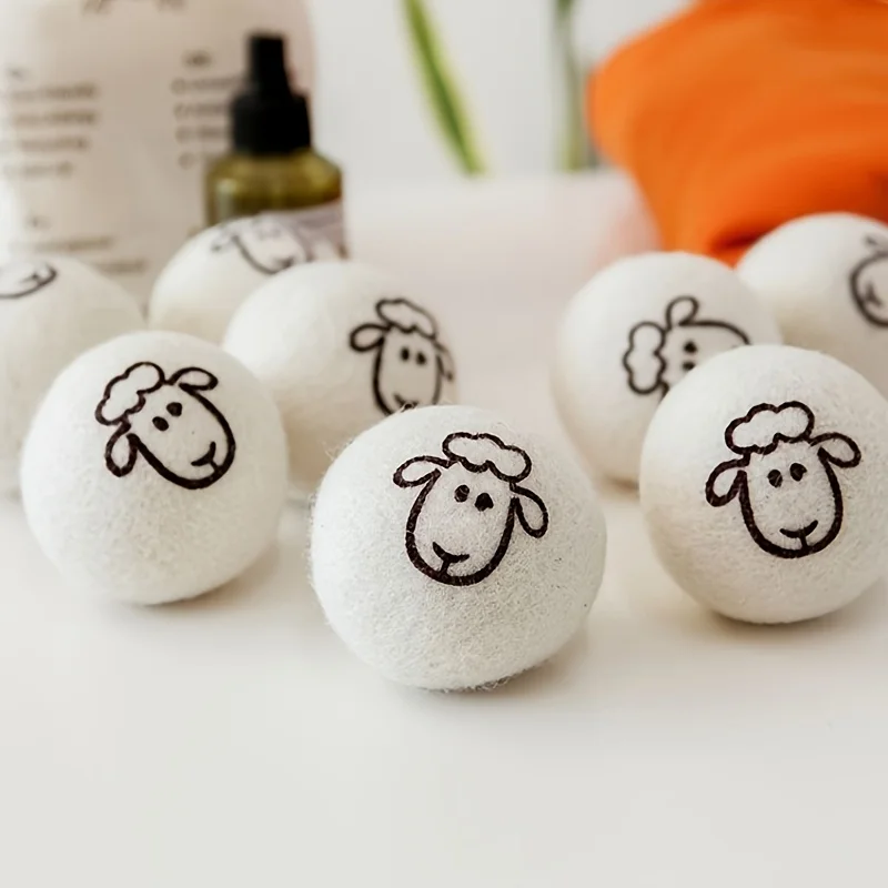 6pcs Reusable Wool Laundry Dryer Balls Fabric Softener Alternative for Washing Machine Wrinkle Reducer Cleaning Supplies Gadgets