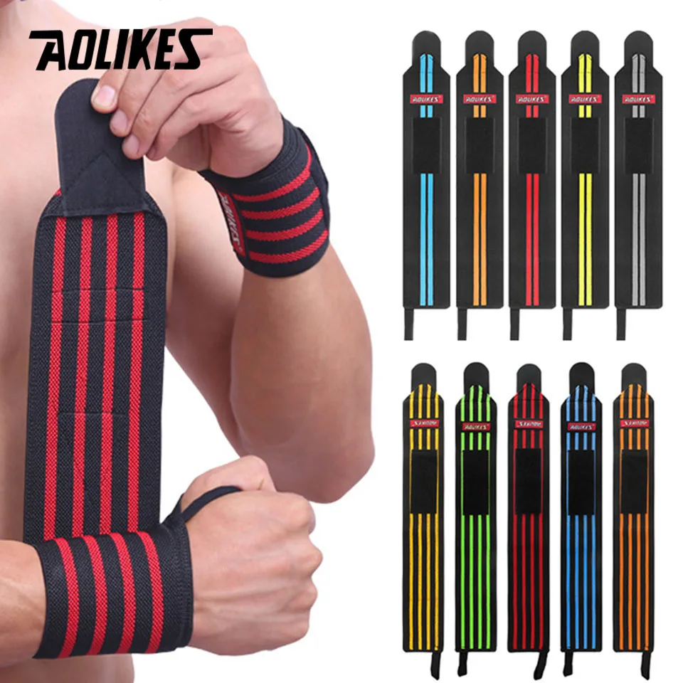 AOLIKES 1Pair Weightlifting Wrist Wraps Professional Wrist Support with Heavy Duty Thumb Loop - Best Wrap for Strength Training