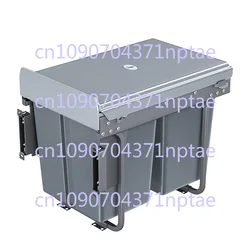 Kitchen Embedded Trash Can, Double Bucket in Cabinet, Household with Lid Pumping Hidden Cleaning Bucket