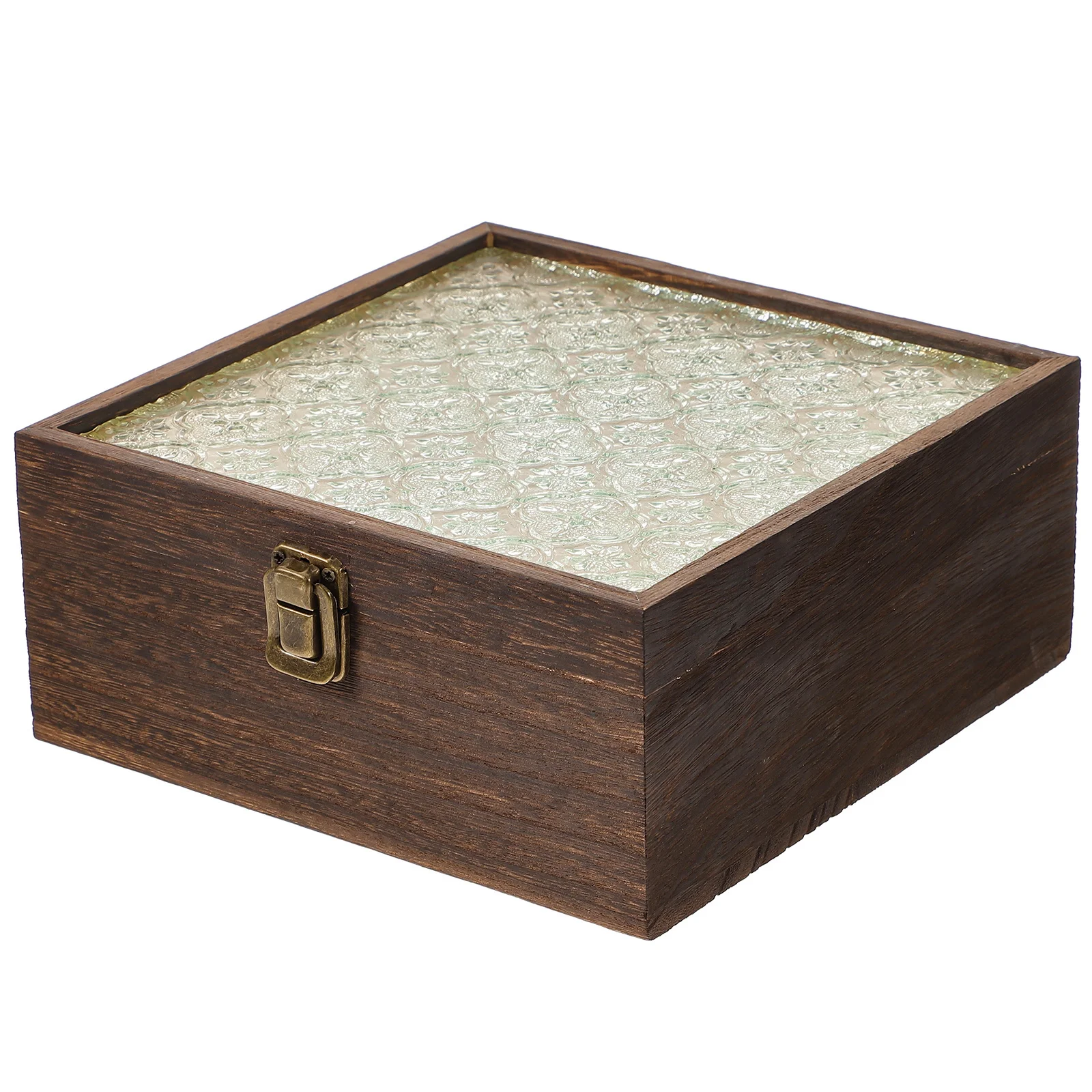

Wood Jewelry Storage Box With Glass Lid Vintage Trinket Organizer For Earrings Necklaces Rings Women Gift