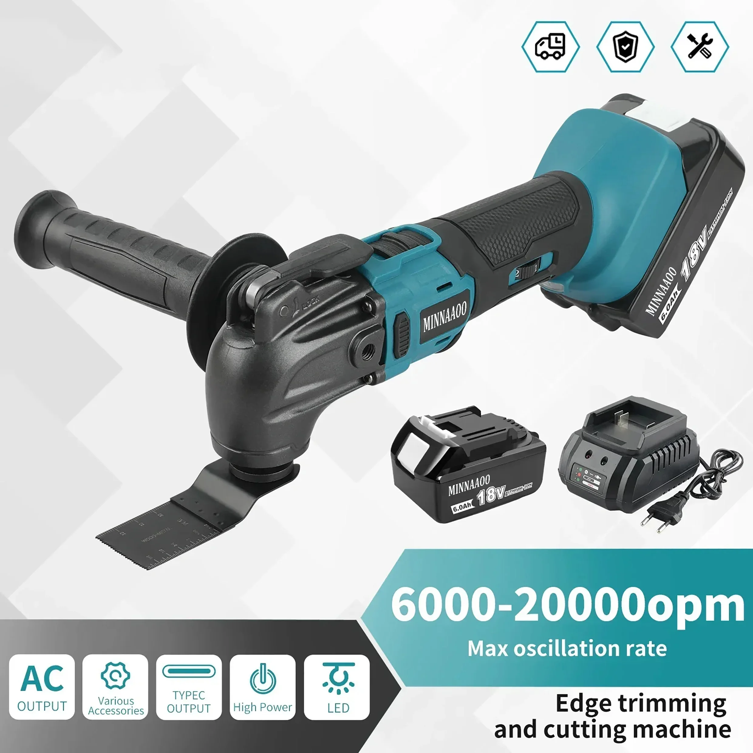 MINNAAOO DTM51 Quick Release Oscillating Tool Multi Functional Tool Renovator Electric Trimmer Compatible For Makita 18V Battery