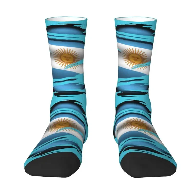 Fashion Argentina Torn Flag Tattoo Socks Men Women Warm Breathable 3D Printing Argentinian Proud Football Sports Socks