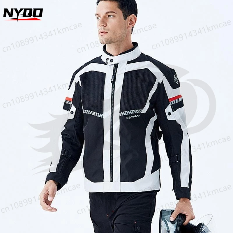 

DUHAN Motorcycle Jacket Men Summer Breathable Mesh Motorbike Jacket Motocross Riding Jacket Anti-fall CE Protection Moto Clothes