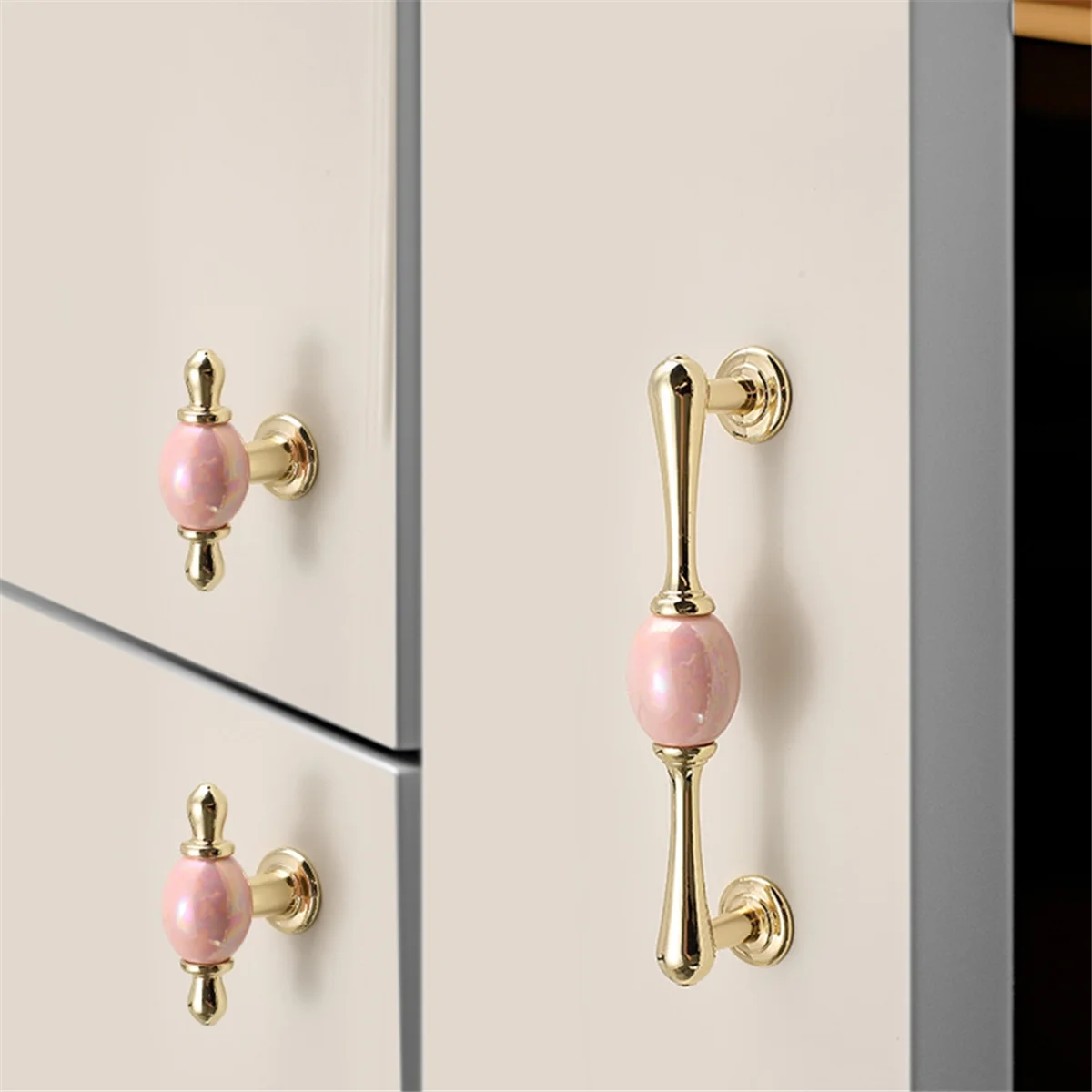AA84 модная керамическая ручка шкафа, Золотая дверная ручка кухонного шкафа, белая мебельная ручка в европейском стиле