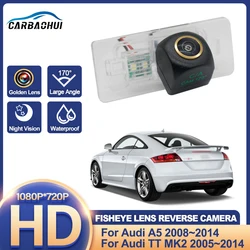 HD Night Vision Backup Rear View camera For Audi A5 2008~2014 TT MK2 2005~2014 CCD license plate Camera Golden Fisheye Lens