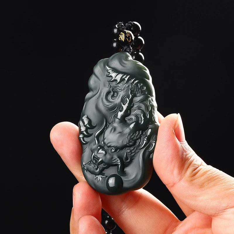 

Exquisite Carving Double Sided Pendant Necklace Aesthetically Hand Crafted Natural Hetian Jade Qing-jade Fine Jewelry