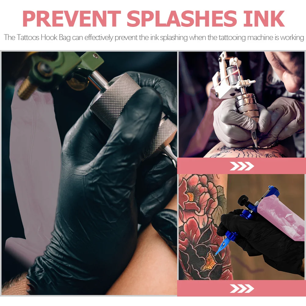 

100 шт., сумки для шнура с зажимом для татуировок, пластиковые чехлы для ручек для татуировок, оставайтесь в очистке во время татуировки большой площади, задние части