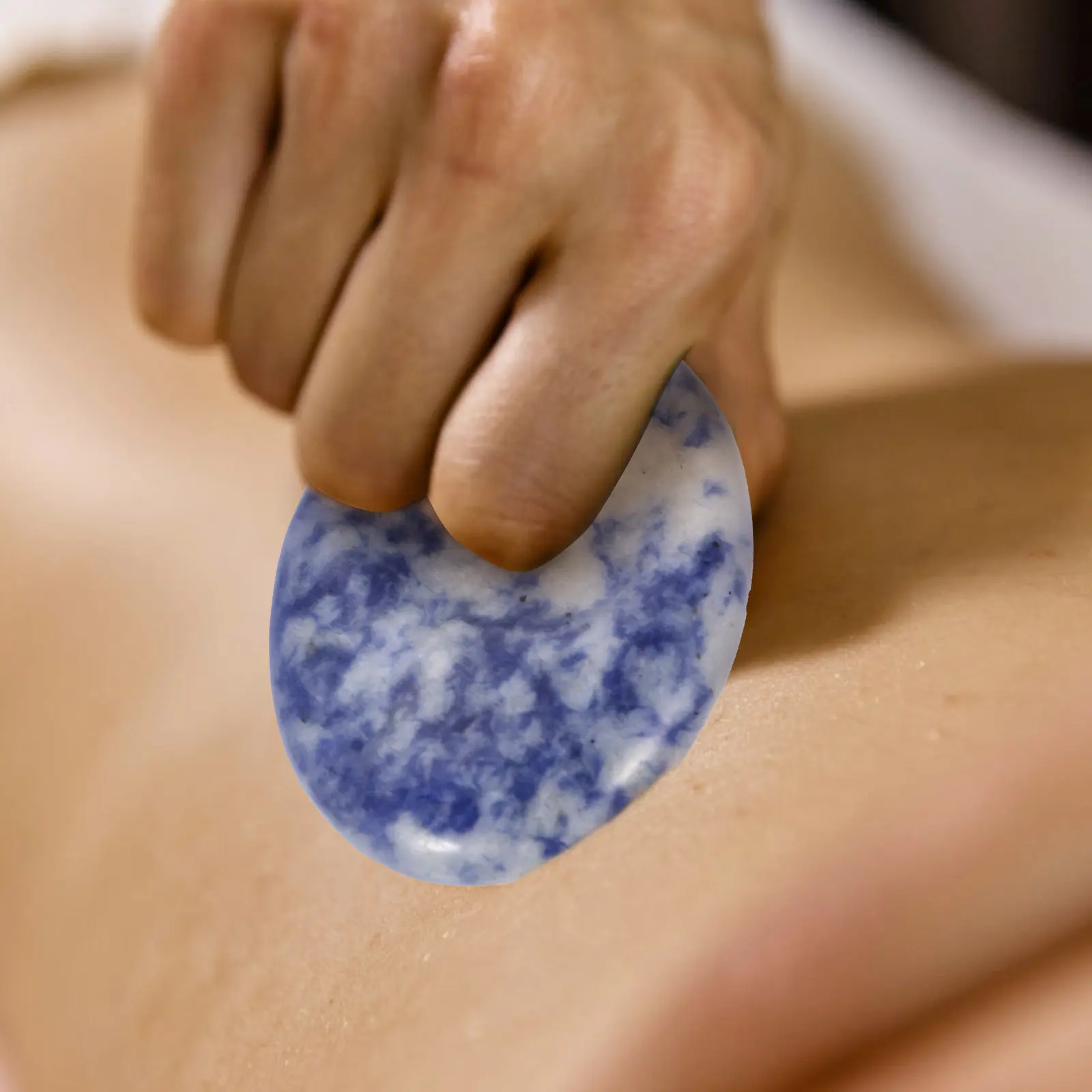 

Набор из 2 натуральных камней для массажа: портативные мини-скребки для снятия стресса, расслабления лица, шеи и тела