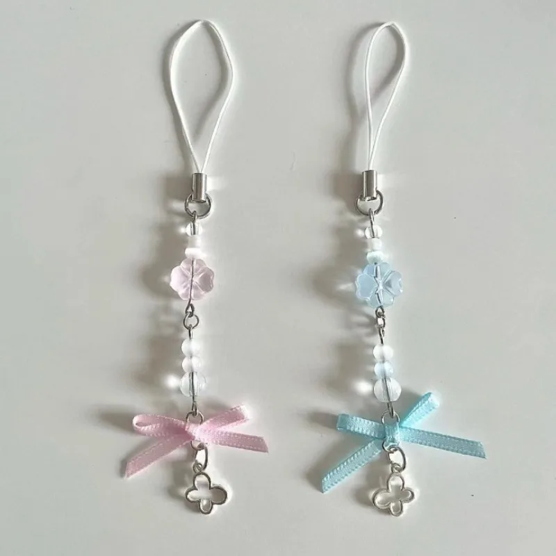 

Цельный милый модный короткий ремешок с клевером для телефона, ремешок розового, синего цвета с бантом, подвеска для камеры, милый подвеска для телефона, аксессуары для телефона