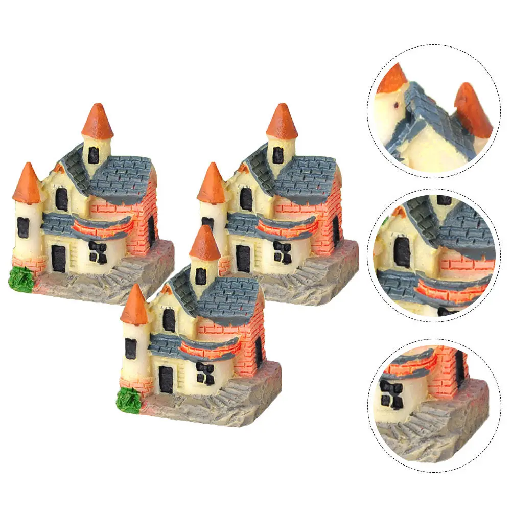 

3Pcs Resin Villa Adornments Mini House Shape Creative Micro Landscape Decoration Miniature Garden Ornaments Moss Succulent