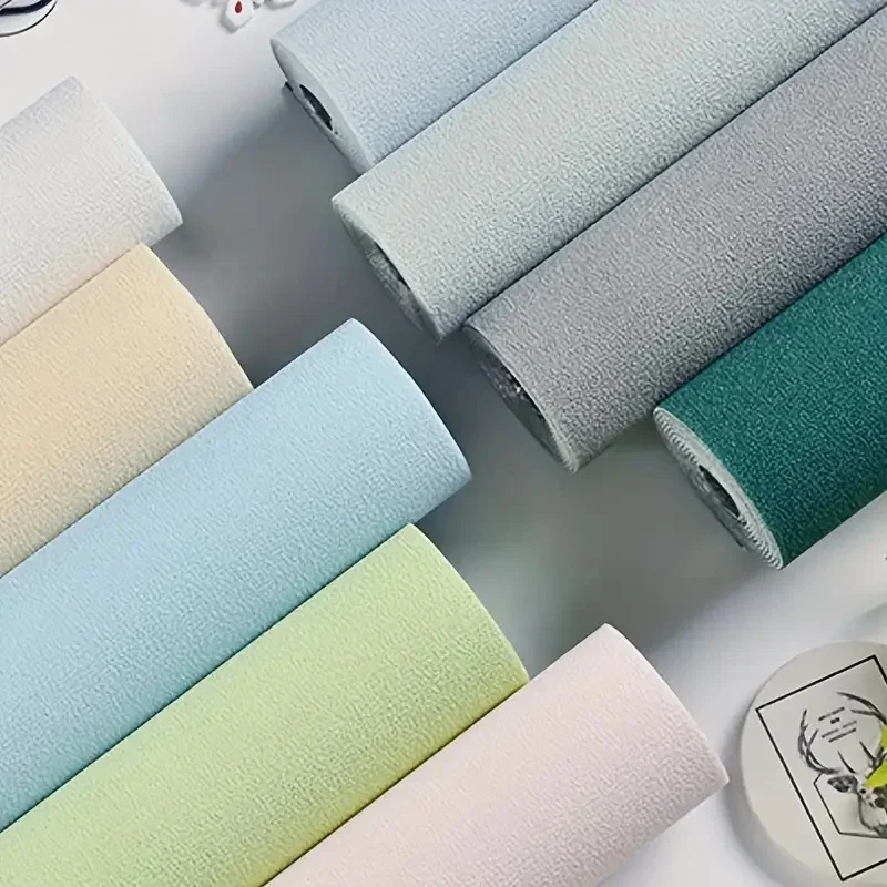 

2.8/10M 3D Thicken Self-adhesive Wallpaper Linen Plain Diatom Mud Wall Stickers Color Decor Renovation Anti-collision Home Decor