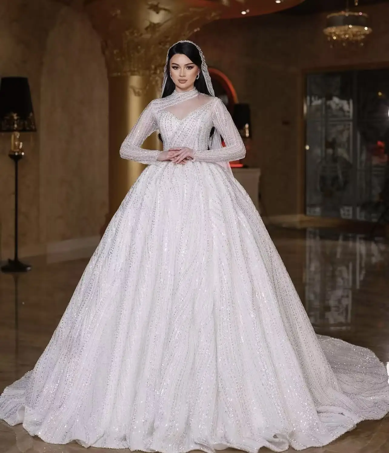 Роскошные свадебные платья с бисером по индивидуальному заказу, арабское бальное платье с блестками и блестками в Дубае, свадебные платья Vestidos De Novia