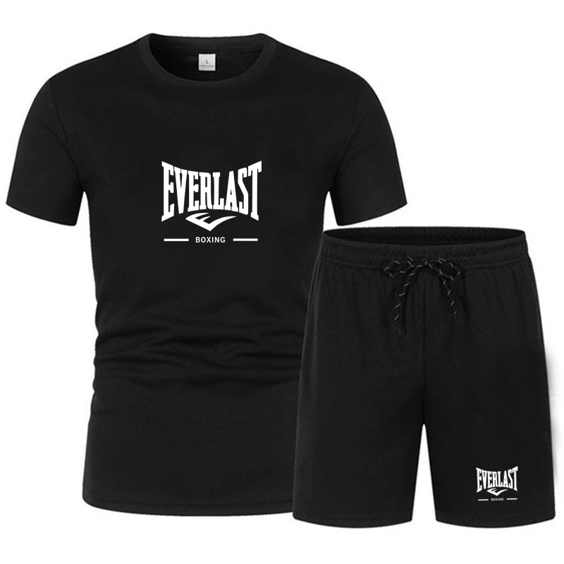 

2026 Men's Casual Sports Quick-Dry Jogging Set - Summer Short-Sleeved Breathable Round-Neck T-Shirt + Shorts Set