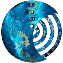 Moon Perpetual Calendar Resin Mould 3Pcs Resin Casting Silicone Mould for DIY Resin Crafts Home Wall Decoration