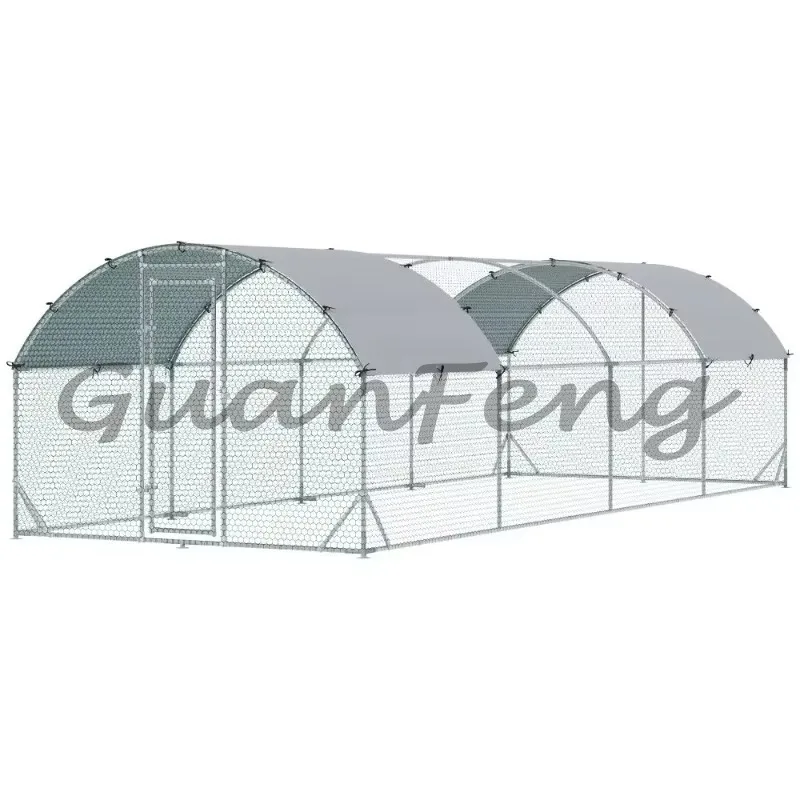 Outdoor Yard Heavy Duty Metal Chicken Run Coop, Large Chicken Cage with Waterproof Cover for Chicken, Duck & Rabbit