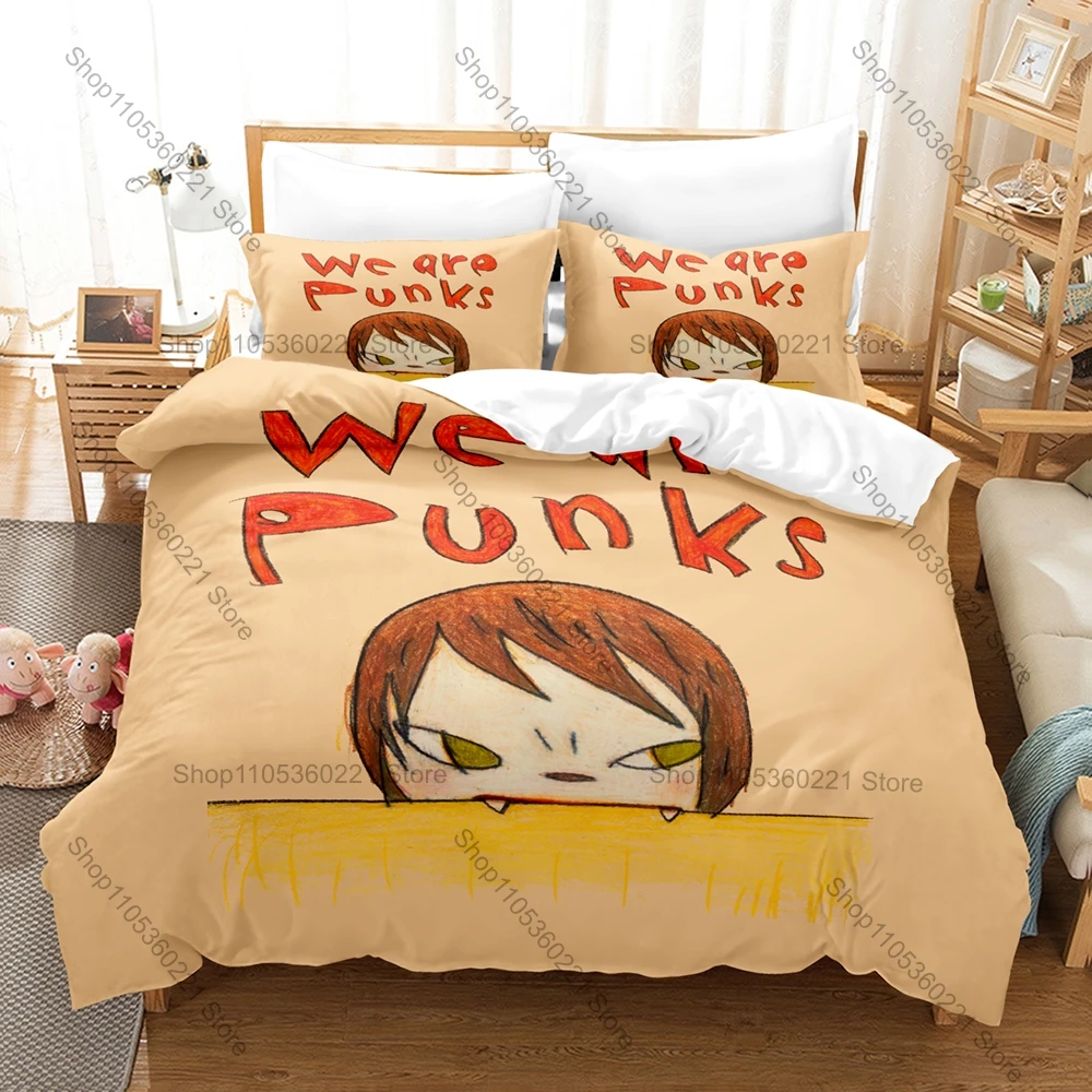 

Modern Art Yoshitomo Nara We Are Punks Bedding Kit 3 Pieces Duvet Cover Two Pillowcases Stylish Bedroom Ornament