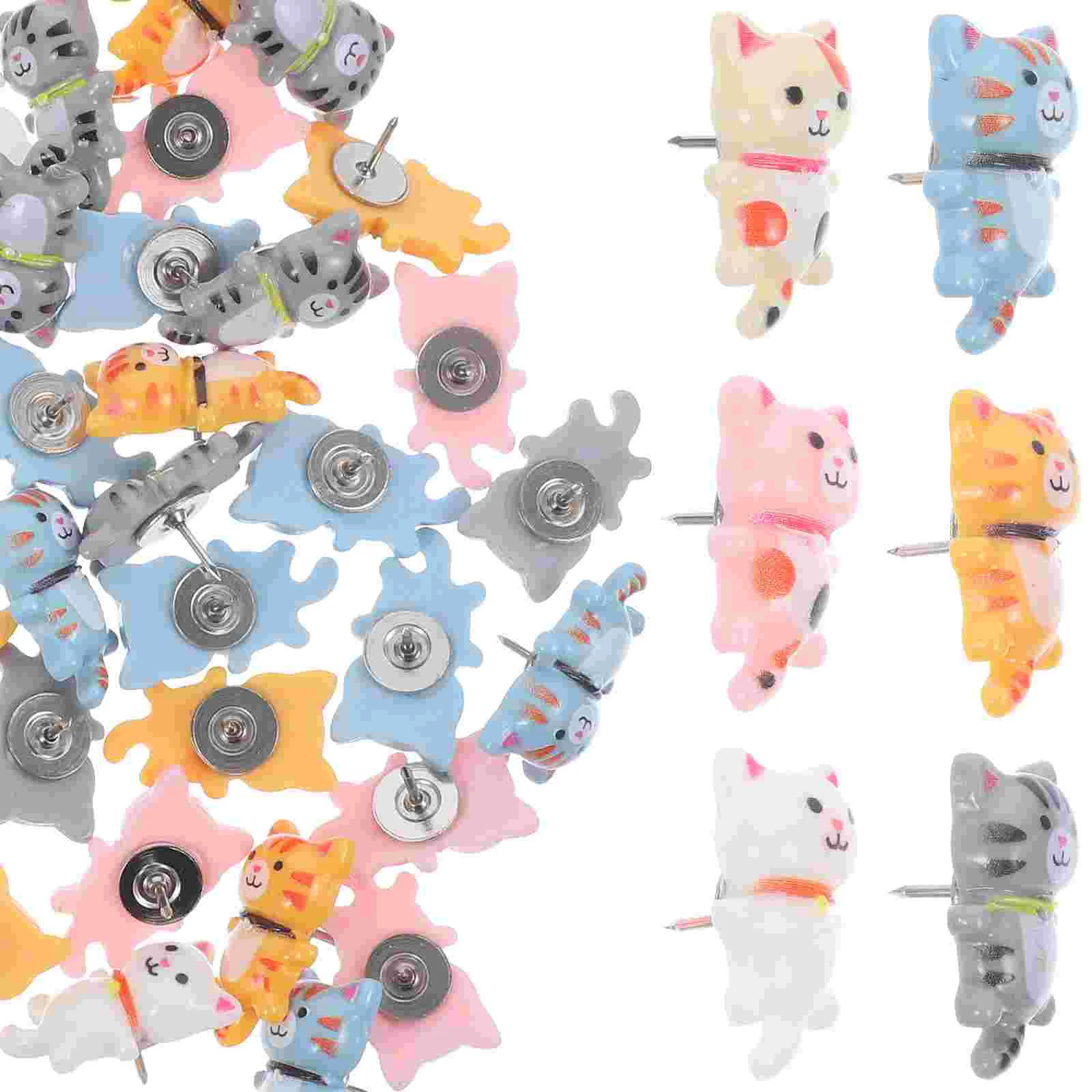 50 Pcs 고양이 푸시 수지 금속 장식 엄지 압정 코르크 보드 게시판 벽지도 사진 벽 사무실 학교 홈