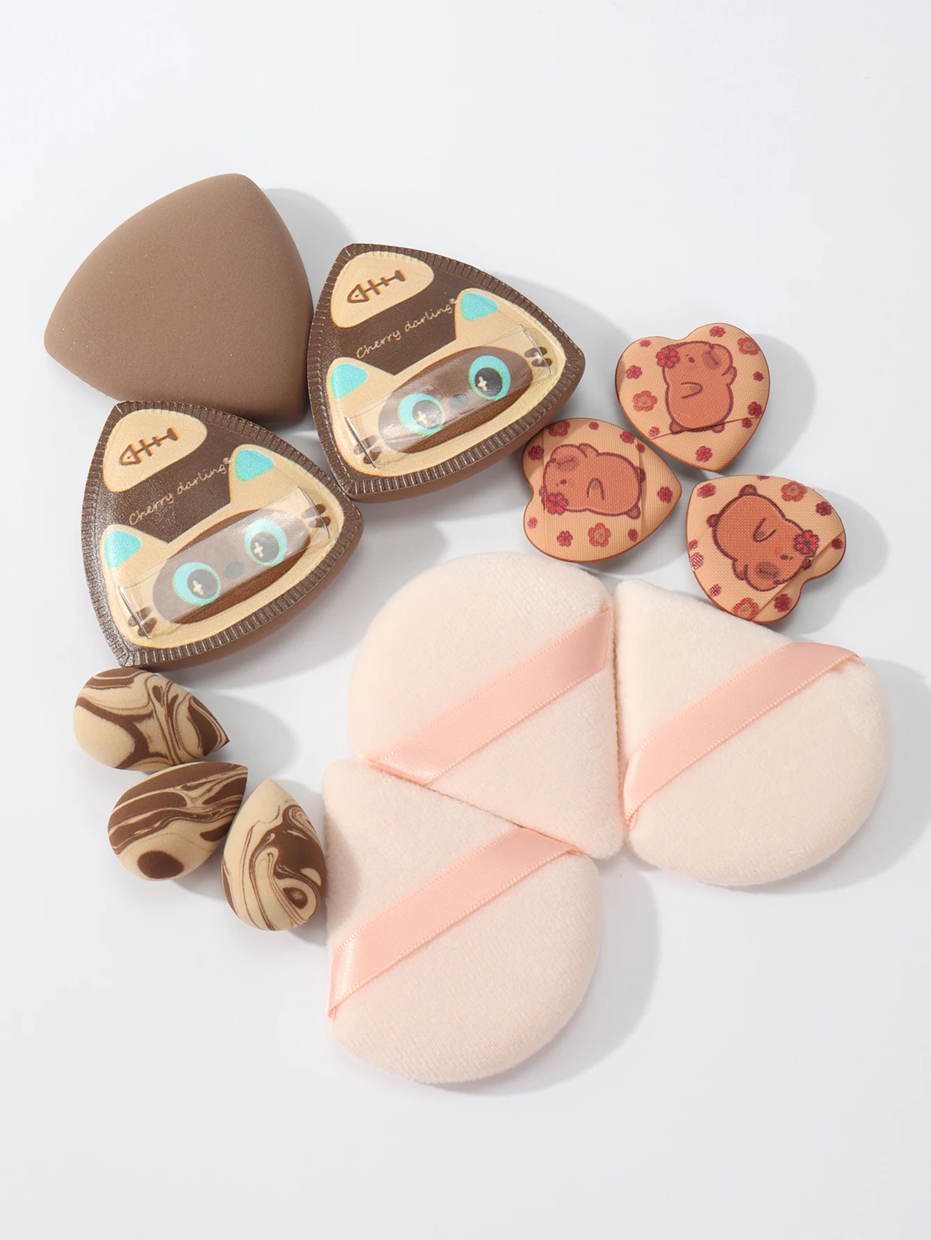 Ensemble de 12 boules de riz pour chat, expande lors de l'eau, double usage pour humide et sec, éponge de maquillage adaptée à tous les Types de peau