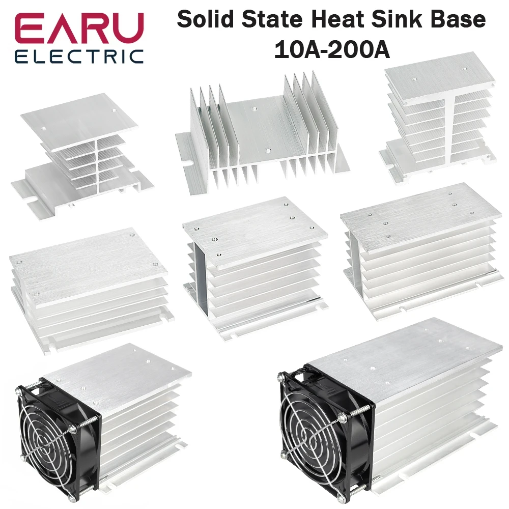 1Pcs 10A-200A New Single Phase Three Phase Solid State Relay Module Heat Sink SSR DA AA DD Aluminum Fins Radiator Din Rail Mount
