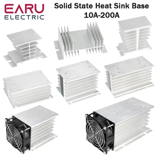 Imagen 1 del producto 1 Uds 10A-200A nuevo módulo de relé de estado sólido monofásico trifásico disipador de calor SSR DA AA DD aletas de aluminio radiador montaje en carril Din