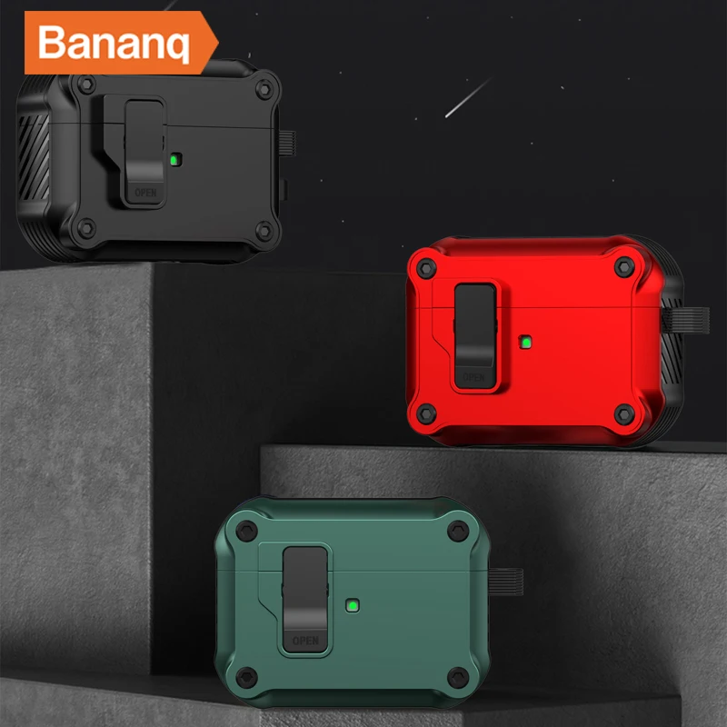 Bananq Catapult Switch Shockproof Earphone Case For Apple Airpods 3 2 1 TPU+PC+Magnet Protective Hooks Cover For AirPods Pro 2