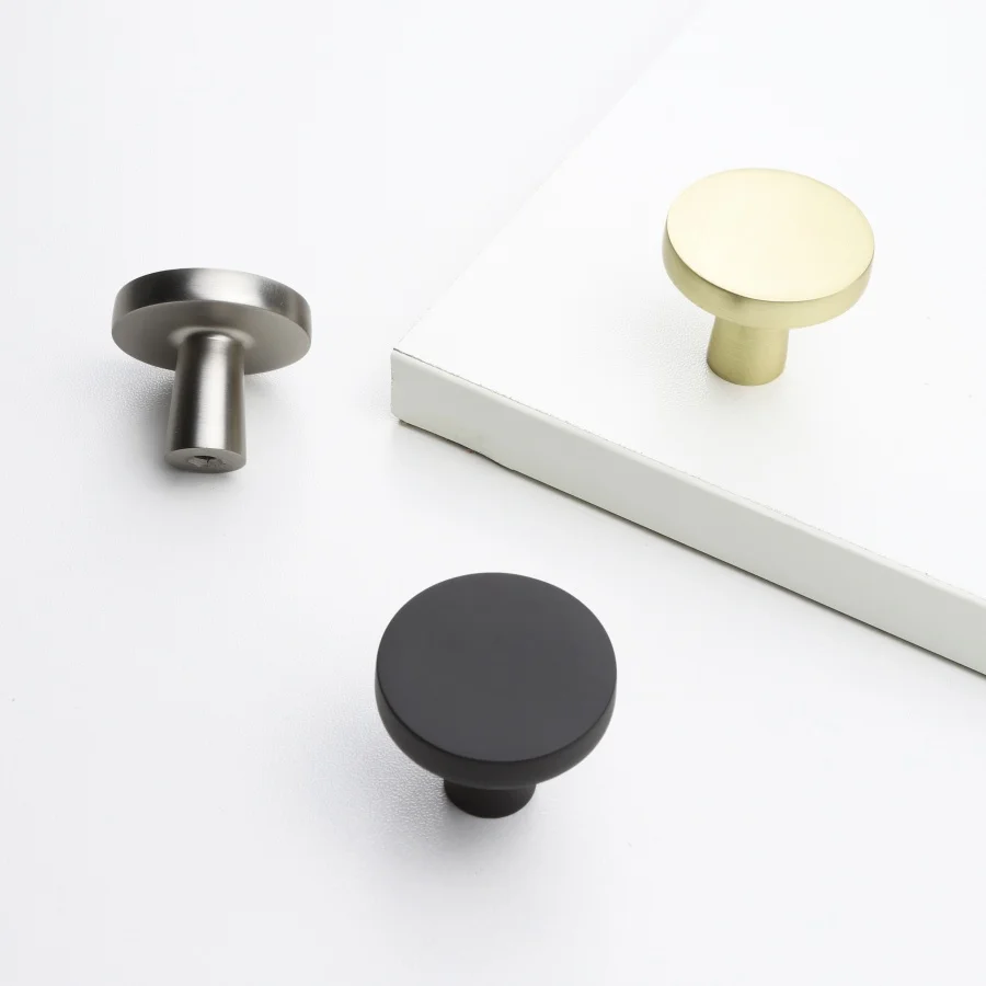 Simple Style Round Drawer Handle Zinc Alloy Black Furniture Drawer Knobs For Home Decoration Hardware Accessories