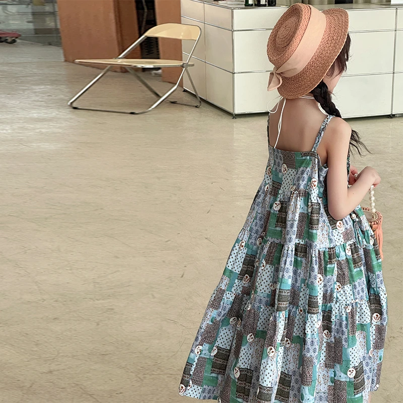 Girl's dress summer dress 2026 new item children's floral princess dress bubble sleeve jumpsuit skirt