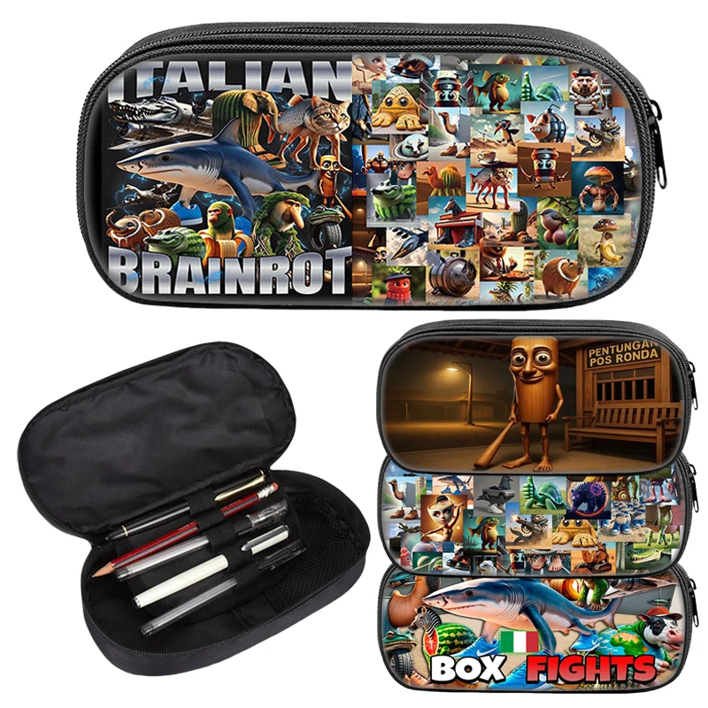 

AI Animals Pencil Bags for Student Supplies Large Capacity Pencil Case Tung Tung Tung Sahur Stationery Storage Bag Birthday Gift