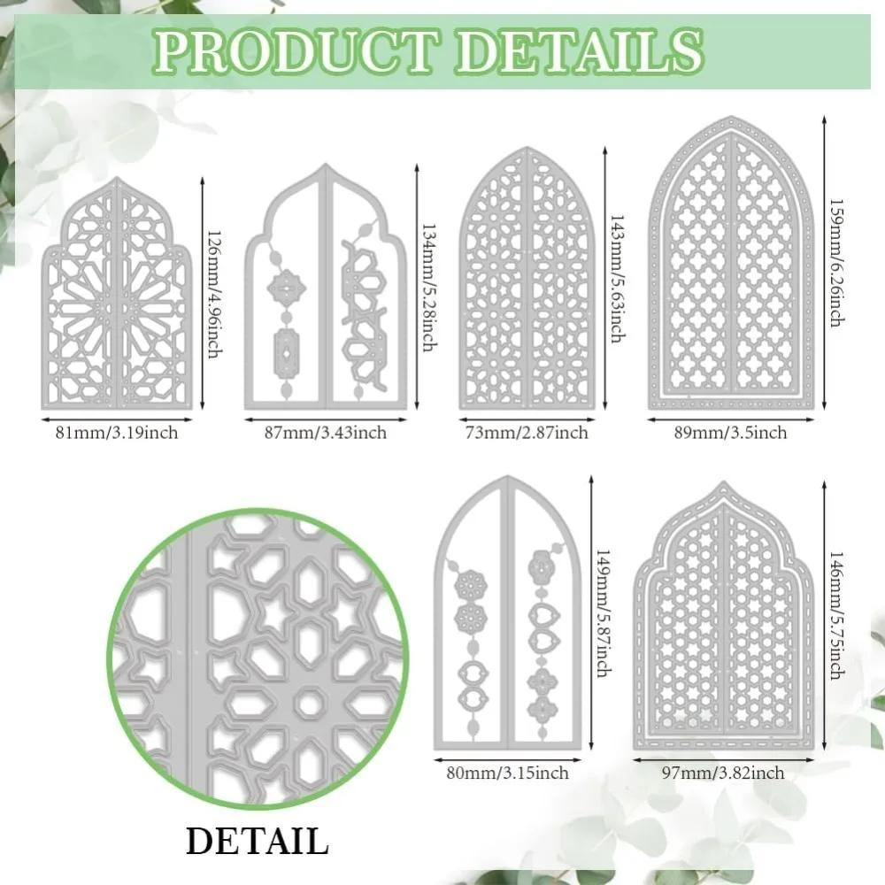 Morocco Arch Door Window Metal Die Cuts Ornate Door Window Frame Cutting Dies Embossing Stencils Flower Door Carbon Steel Cut