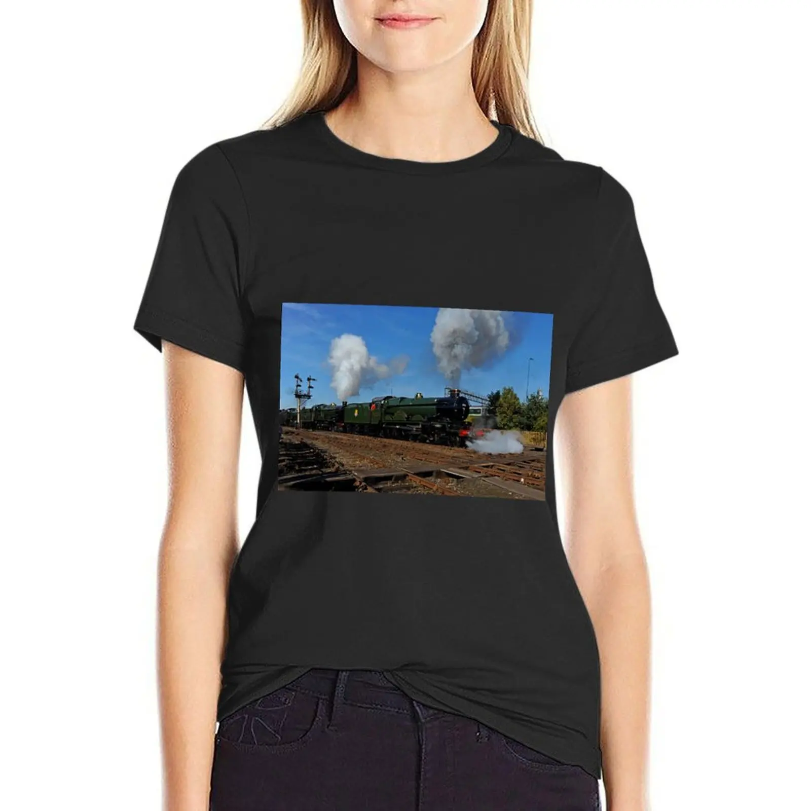 Cavalcade of GWR steam locomotives at Tyseley Depot T-Shirt hippie clothes summer top oversized fashion woman blouse 2024