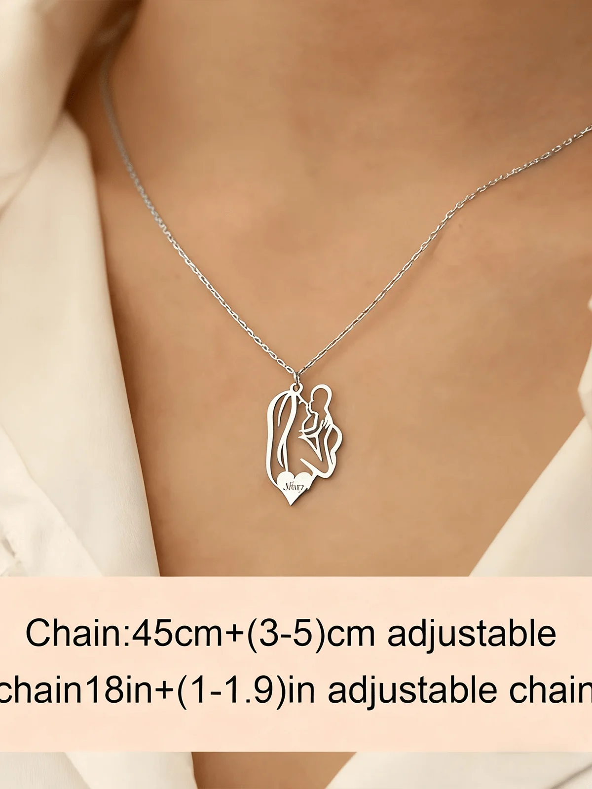 S925 silver mother hand shadow modeling necklace-can be customized name! Perfect for giving away family members, mothers, grandm