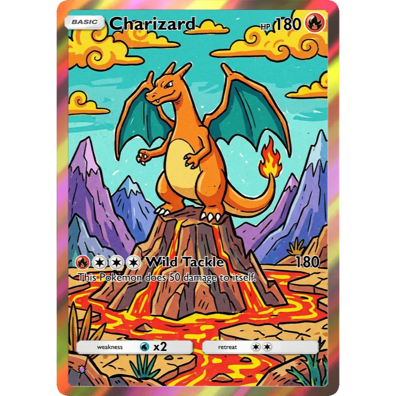 5Pcs PTCG Cards Charizard PTCG Shining Rare Holographic Cards Collection Creativity Game Anime Flash Cards PTCG Card Gift